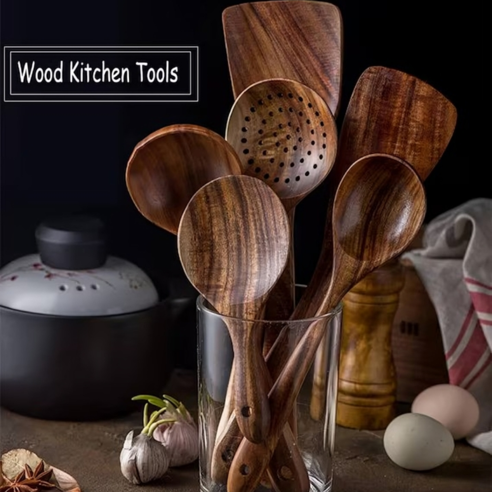 Natural Teak Cooking Spoons