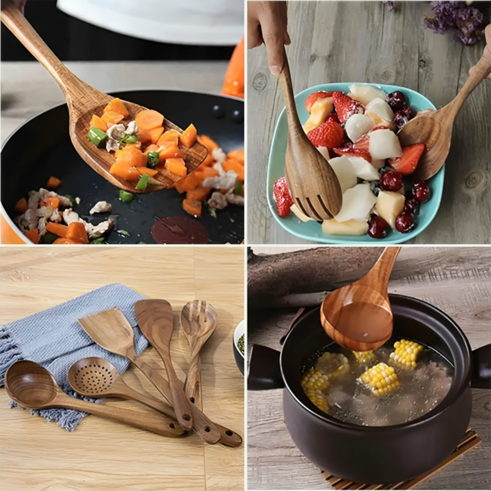 Natural Teak Cooking Spoons