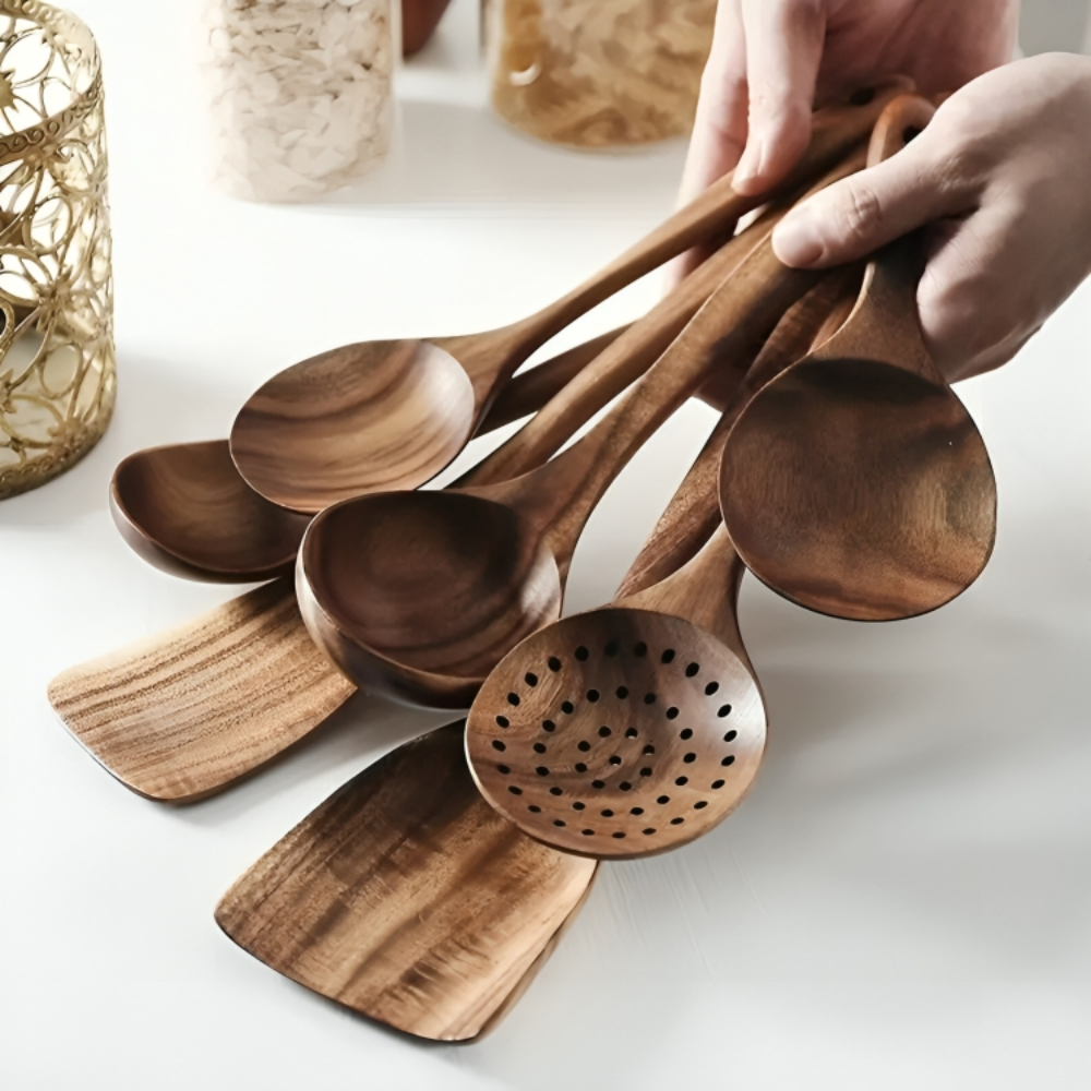 Natural Teak Cooking Spoons