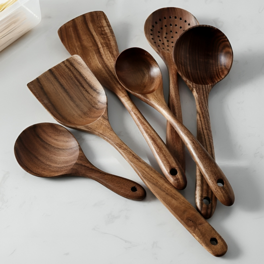 Natural Teak Cooking Spoons