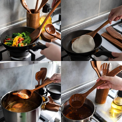 Natural Teak Cooking Spoons